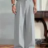 Men's Casual Versatile Solid Color Dress Pants with Unique Button Detail, Fitted Style, Suitable for Parties and Everyday Wear Clothing
