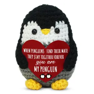 Super Soft Hand-Knitted Mini Penguin Plush Toy, Cute Emotional Support Companion for Anxiety Stress Relief, Perfect Christmas Presents Holiday Gifts, Birthday Gifts for Women Men, Teacher Appreciation Gifts, Small Desk Ornament, Keychain Bag Pendant, Love