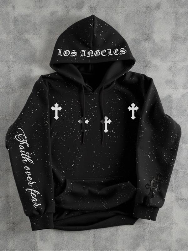 Men's Hooded Sweatshirt, Dark Gothic Cross Element Hooded Sweatshirt, Starry Sky Dyeing Process Pullover, Kangaroo Pocket, Casual Regular Loose Drawstring Hooded Sweatshirt, Suitable For Daily Vacation Outdoor Wear, Fall Outfits & Winter Outfits Men's Hooded Sweatshirt, Dark Gothic Cross Element Hooded Sweatshirt, Starry Sky Dyeing Process Pullover, Kangaroo Pocket, Casual Regular Loose Drawstring Hooded Sweatshirt, Suitable For Daily Vacation Outdoor Wear, Fall Outfits & Winter Outfits