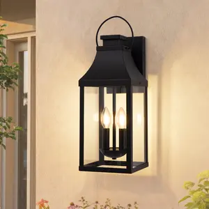 2-Pack Outdoor Wall Lantern, Exterior Wall Light Fixtures Waterproof, Vintage Farmhouse Porch Light, Black Outside Sconce Lighting, E12 Base for Front Door, Garage, Patio, Entryway, House Lighting