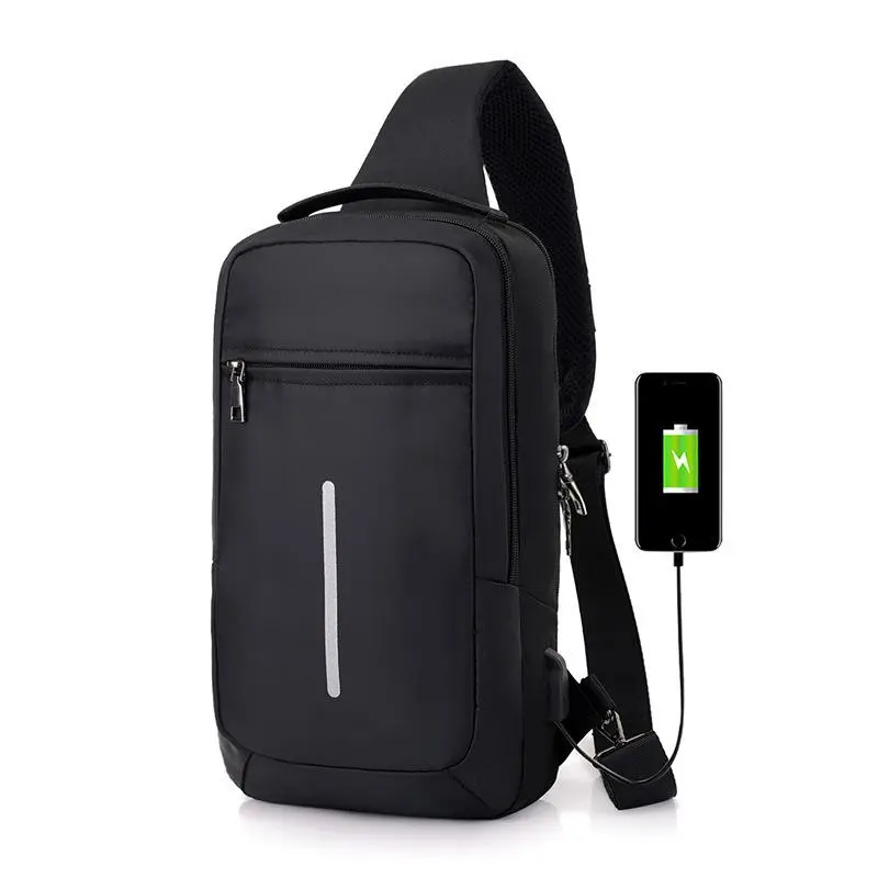 Men's Anti-theft USB Charging Zipper Fanny Pack - Multi-compartment Casual Plain Belt Bag with Adjustable Shoulder Strap, Compatible with Computer for Daily Use