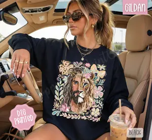Lion of Judah Sweatshirt, Trendy Women's Religious Crewneck