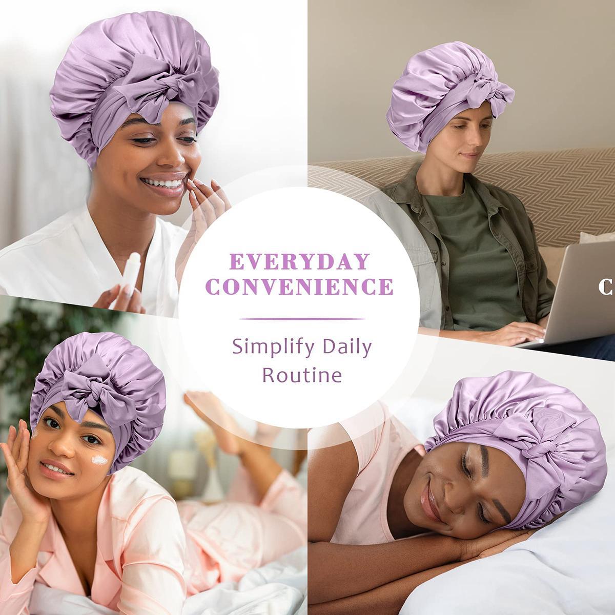 AWAYTR Single Layer Satin Bonnet Eye Mask Hairband and Hair Ring 4Pcs/Set for Women Silk-Like Nightcap for Sleeping with Tie Band Hair Care Sleep Cap TikTokShopBlackFriday AWAYTR Single Layer Satin Bonnet Eye Mask Hairband and Hair Ring 4Pcs/Set for Women Silk-Like Nightcap for Sleeping with Tie Band Hair Care Sleep Cap TikTokShopBlackFriday