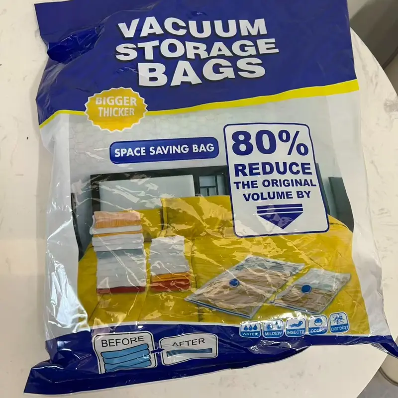 Lightweight Sealing Storage Plastic Bags Set, 9-Pack Space-Saving Kitchen Storage Bags with Free Air Pump for Size Reduction