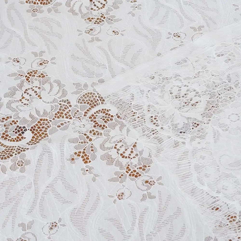 Elegant Eyelash Lace Fabric, Floral Embroidered Hollow Out Mesh, Perfect for Dresses Shirts Skirts Fashion Clothing Handmade Crafts