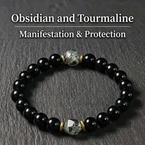 Black Obsidian Beaded Bracelet, Elegant Unisex Bracelet, Fashion Protection Jewelry Accessories for Men & Women, Exquisite Jewelry for Birthdays, Valentine's Gifts, Mother's Day, Father's Day, Valentine's Grounding Bracelet summerwins Natural Crystal Bead