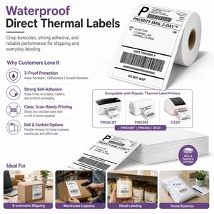 4x6‘’ Direct Thermal Labels, Compatible with Zebra 2844 Zp-450 Zp-500 Zp-505 Printers, Durable High-Quality Paper Material