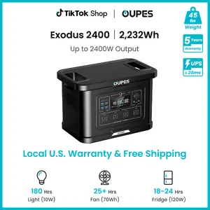 OUPES Exodus 2400W 2232Wh Portable Power Station 2400W Output LiFePO4 Battery Solar Generator for Home Backup Camping & RVs with APP Control