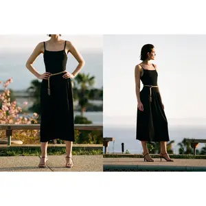 LaPointe Dropwaist Midi Dress - Black