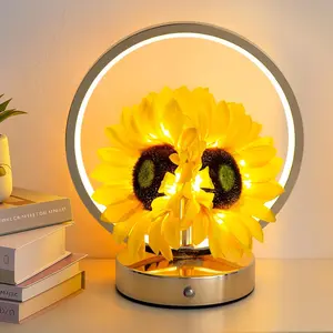 Sunflower Birthday Gifts for Women Mom,Sunflowers Flower Touch Lamp,Rechargeable Cordless 3 Way Dimmable Small Night Light for Living Room,Bedroom,Office Home Decor Thank You Gifts-Yellow