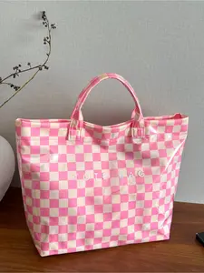 New Fashion Minimalist Checkerboard Large Capacity PVC Waterproof Women Tote Bag Daily Use Shopping Bag For Outdoor Travel Commute Daily Outings Trendy Commuting Bag Stylish Tote Bag Fashionable Casual Bag