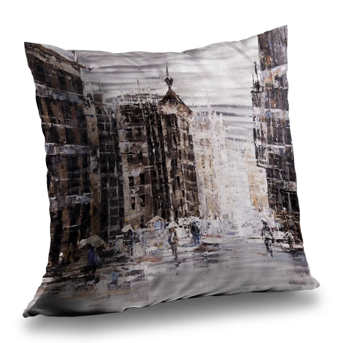 Begin Home Decor C1PT1414JXIAWM 14 x 14 in. Industrial Abstract City Throw Pillow - Modern Home Decor