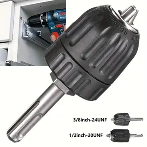 Quick Change Keyless Drill Chuck Set with Sds-Plus Adapter, 3/8-24unf & 1/2-20unf, Suitable for 0.8-10mm & 2-13mm Drills