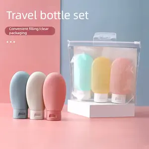 3PCS Colorful Mini Portable Travel Bottle for Refilling Lotions/Creams, Inverted Design with Storage Strap and Label Identification