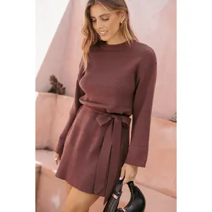 Lucca Mini Sweater Dress - Chocolate Brown