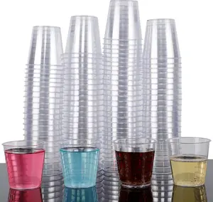 100 Shot Glasses, 1oz Clear Plastic Disposable Hard Cups, Mini Cups Great Container for Sauce, Sample Tasting, Jello Shots, Pudding