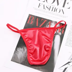 Breathable Satin Mini T-back Low Rise G Strings Thongs Sexy Briefs Men's Panties