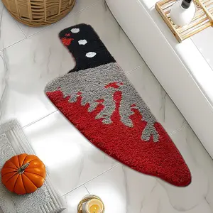 Scream Knife Rug Horror Movie Gothic Area Rubber Rugs Non Slip Machine Washable, Cute Vintage Spooky Skull Halloween Accent Throw Rugs for Kitchen Bathroom Bedroom Indoor Doormat Soft, Decorative Rug