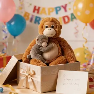 Vitscan Adorable Cuddly Orangutan Monkey Plush Pet Toy Set, Ultra Soft Warm Hugging Buddy, Comfort Companion For Dogs To Relieve Boredom