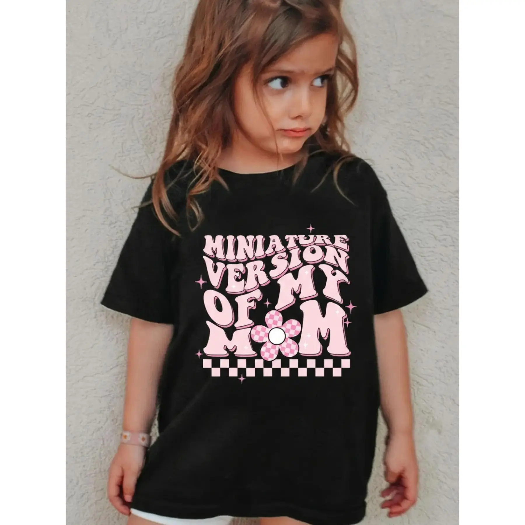 Toddler Girl's Graphic Round Neck Letter Print Tee, Casual Fashion Drop Shoulder Half Sleeve T-shirt for Daily Outdoor Wear, Kids Clothing for Summer, Cute Clothes, Children Tops, Funny Graphic Tee, Graphic Tshirts, Cute Basic Tee, Cool Graphic Tee