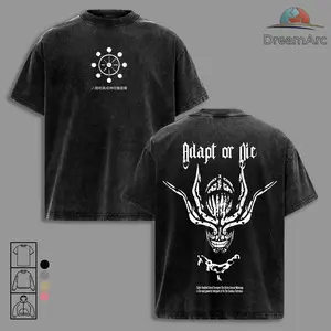 Mahoraga Washed Oversized T-Shirt, Sweatshirt, Hoodie– Jujutsu Kaisen Anime Graphic Gym Pump Cover Tee, Vintage Washed Cotton Streetwear