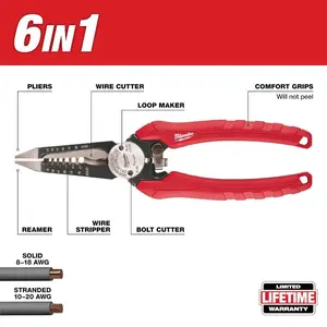 7.75 in. Combination Electricians 6-in-1 Wire Stripper/Cutter Pliers