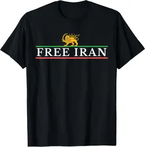 Persian Flag Lion and Sun Free Iran Casual Short Sleeve Cotton T-Shirt
