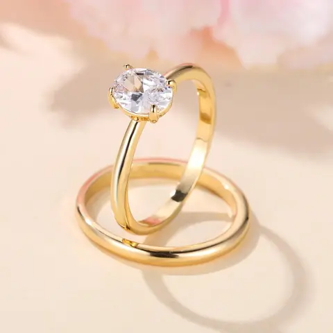 Women's Elegant Rhinestone Decor Fashion Engagement Rings & Minimalist, 2pcs/set Trendy Exquisite Wedding Rings, Chic Gorgeous Jewelry As Gift for Girlfriend Round Cut Rings, Rhinestone Decorated Ring, Beautiful Rings