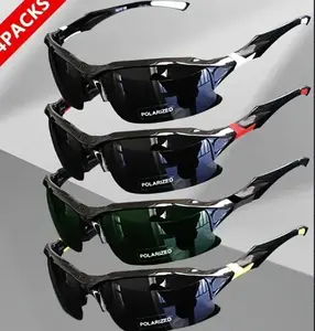 4 Packs Outdoor UV Protection Sunglasses Polarized Windproof Rimless Square Cat Eye Oversized for Running Fishing Golf Driving Travel