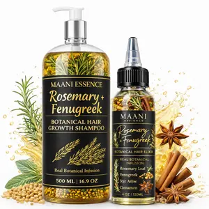 (2 Pack Combo)  Rosemary & Fenugreek Hair Oil  + Shampoo Rapid Hair Growth – Botanical Scalp Treatment with Real pcs Rosemary Leaves, Fenugreek Seeds, Cinnamon & Star Anise – Herbal Hair Growth Infused with Castor Oil Mane Oil120ML