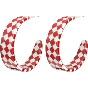 Chic Checkerboard  Hoop Earrings - Trendy Plaid Earrings - Elegance with a Modern Twist