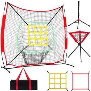 6x6ft Portable Baseball & Softball Net for Hitting,Pitching and Throwing, with Sturdy Bow Frame,Battting Tee,Ball  and 2 Strike Zones,  Pitching net for !