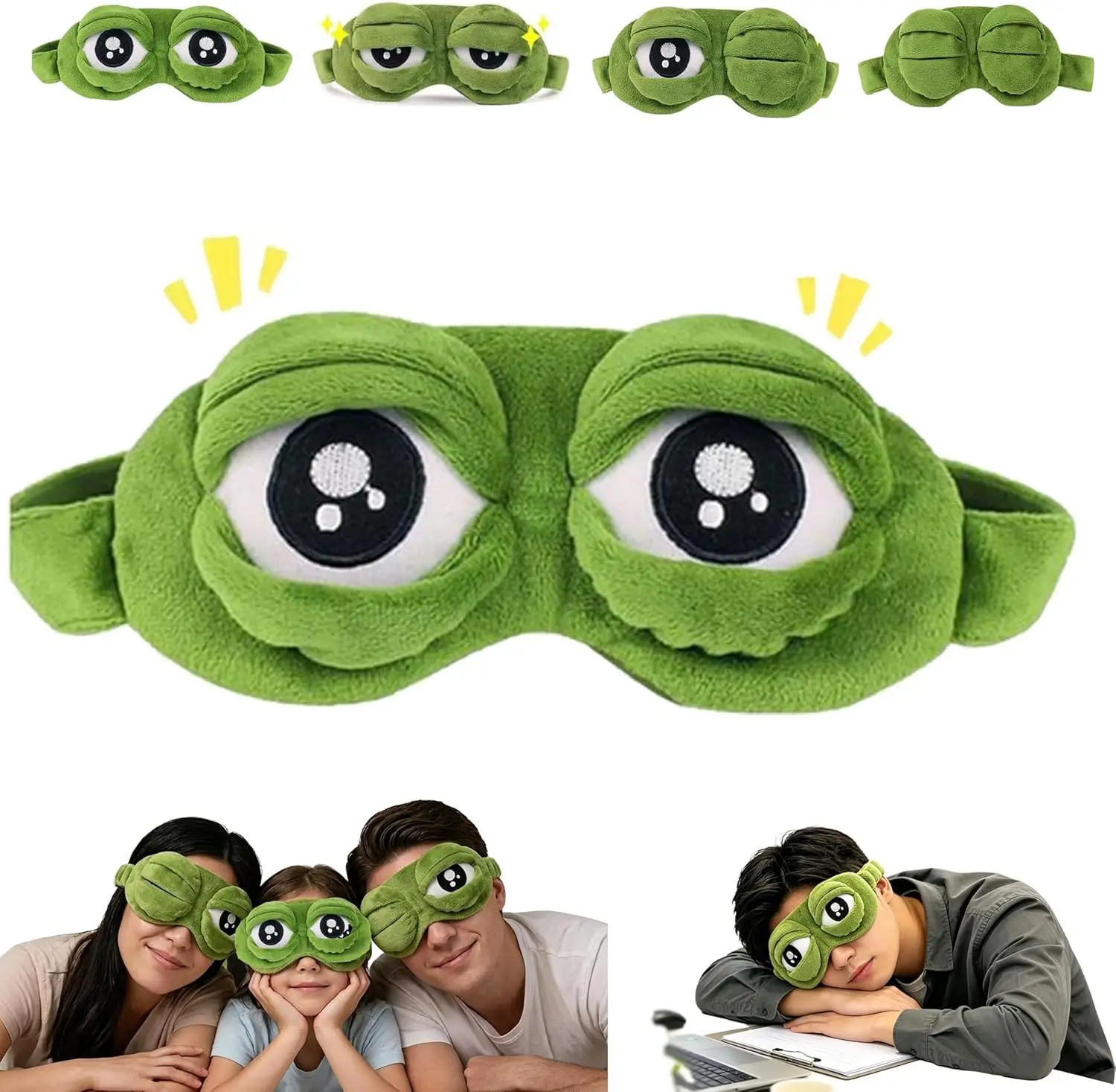 3D Funny Frog Animal-Shaped Sleep Mask, Lightweight Relaxing Fabric Blackout Mask for Kids & Adults, Beauty & Personal Care Travel Gift (Green*1Pc)