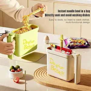 Portable Instant Noodle Bowl Set, Durable & Convenient Travel Essentials, Ideal for Students Dorms, Easy-To-Carry Design, Ramen Bowl Set