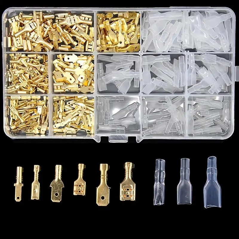 270Pcs 2.8mm 4.8mm 6.3mm Plug Spring Female Male Spade Cold Crimp Terminals Connector Car Speaker Electrical Wire Connectors Set