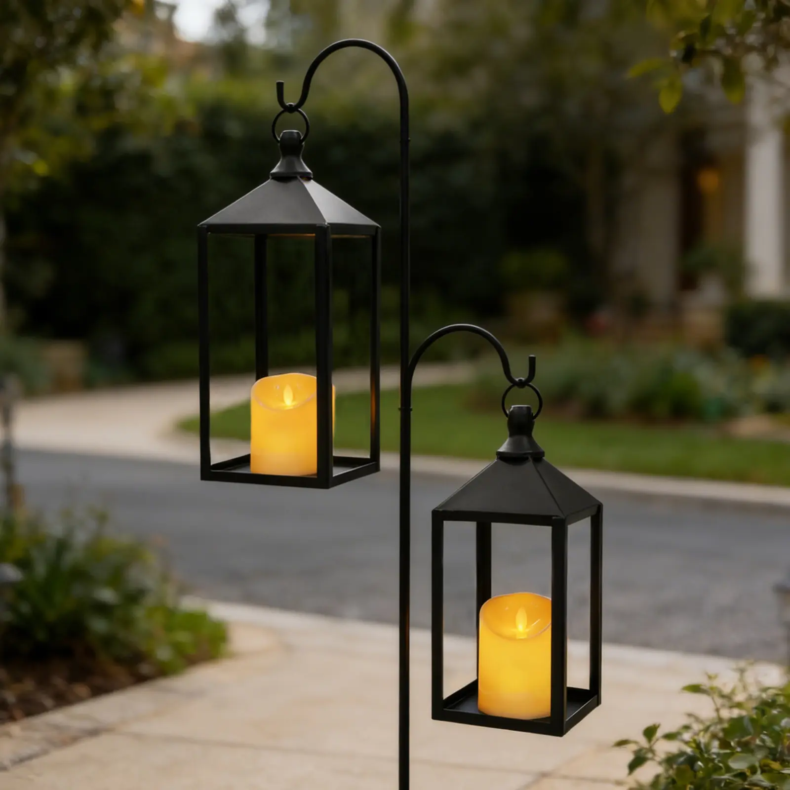 2-Piece Decorative Metal Lantern Set, Floor-Standing Candle Holders for Wedding, Holiday Decor & Ambient Lighting (Home, Festive Party Supplies)