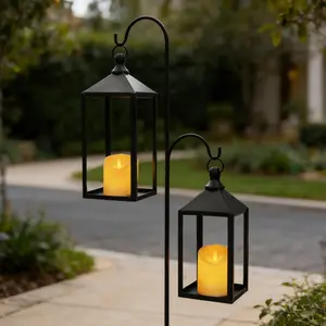 2 Set Holiday Decor Iron Candle Lantern, Iron Candle Holder Lantern, Perfect for Weddings, Church Decor, Festivals & Ambient Lighting Floor Stand, Candle Lantern