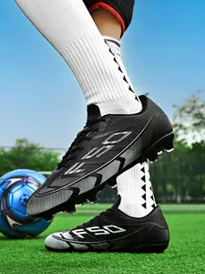 Men's Soccer Cleats, Football Boot, Gradient Color, Jiameng Leather, Mesh Lining, Breathable, Long Studs, Lightweight, Sporty Style, All Seasons, Sports Football Shoes, Sport Boots