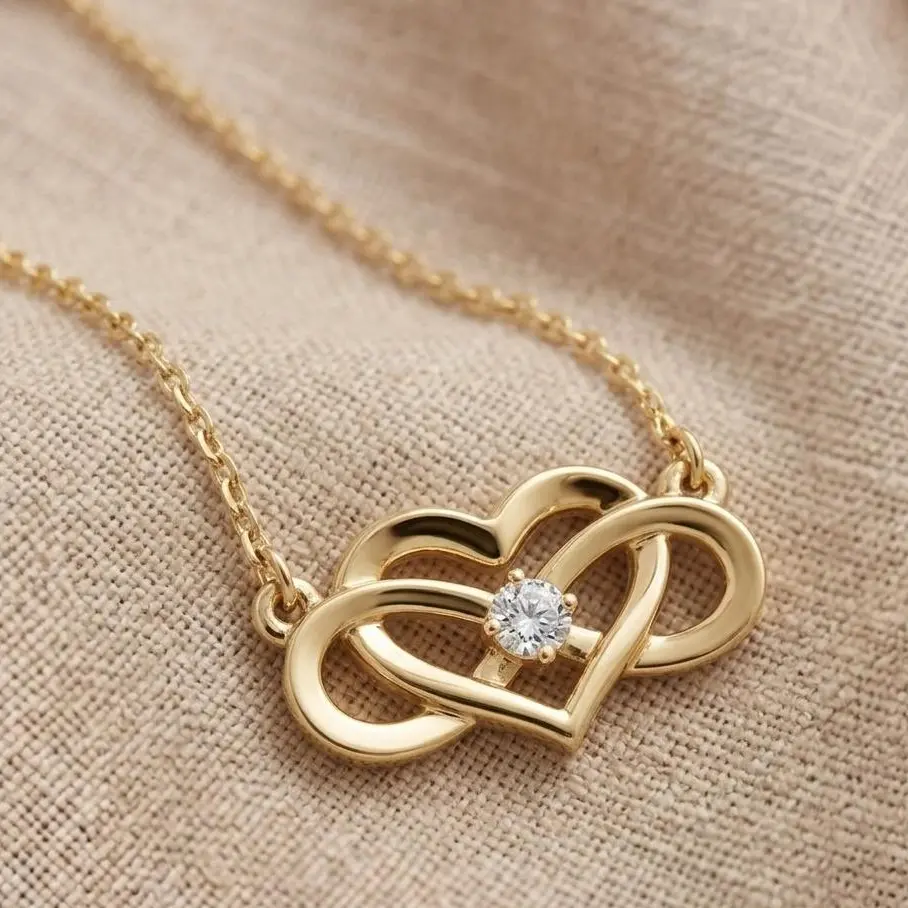 Minimalist Natural Diamond Infinity-Inspired Heart 16-18" Necklace with Adjustable Chain Secure Clasp Perfect Gift