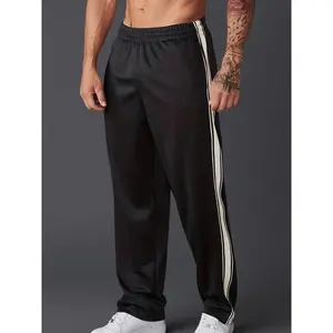Men's Casual Lightweight Sweatpants with Drawstring Waist, Striped Design for Workouts