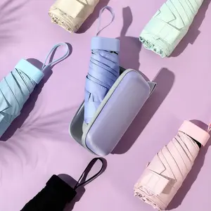 Ladies' compact manual umbrella, sun protection, dual use umbrella and small sun umbrella, stylish and simple design, sturdy iron frame and satin fabric - portable outdoor pocket umbrella - preferred for sun protection