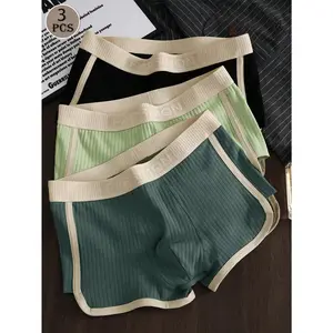 3pcs Men's Fashion Waist Band Elastic Soft Breathable Comfortable Boxer Briefs