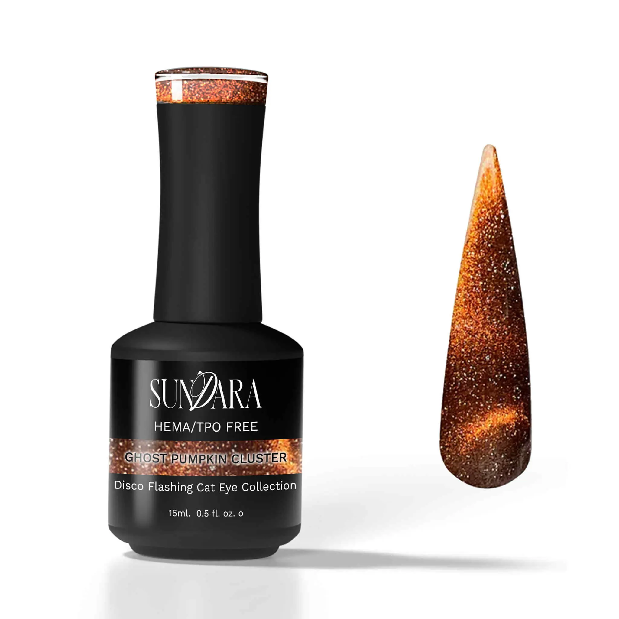 Ghost Pumpkin Cluster-Flashing Disco Cat Eye Gel Polish