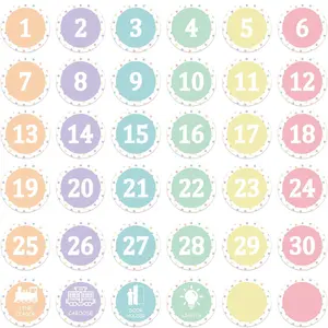 36PCS Pastel Number Spot Markers Stickers 4" Line up Spots for Classroom Floor Self Adhesive Vinyl Stickers Number Markers Decals for Back to School Kindergarten Preschool Elementary Supplies