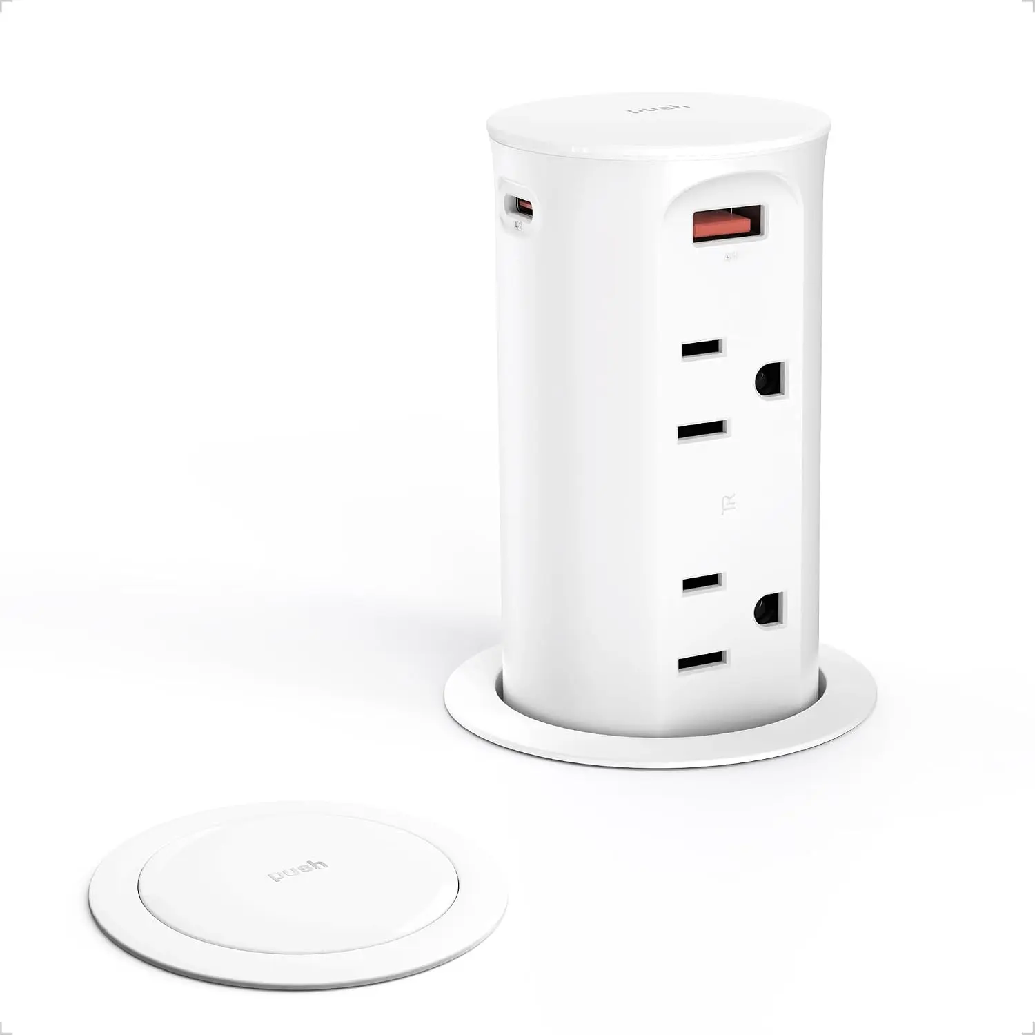 Pop Up Outlet for Countertop 2.5-Inch,Recessed Power Strip,20W USB C,4 Outlets,Space Saver for Kitchen,Office Desk,Tamper Resistant Receptacle,ETL Listed (White, USB-20W)