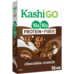 Chocolate Crunch Protein Breakfast Cereal with 10g Protein and 10g Fiber, Crispy Whole Grain Chocolate Clusters, Non GMO Crunchy Cereal, 16 oz