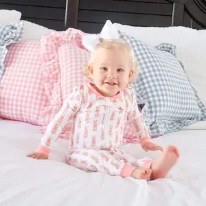 Gingham Storybook Bunnies Pink Zip Sleeper - Easter Pajamas for Little Girls