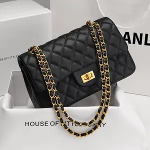 Caviar Diamond Pattern Women's Handbag - 2024 Spring & Summer Fashion Trend, Textured Chain Shoulder Bag, Versatile Square Purse for Women
