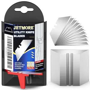 100 Pack Utility Knife Blades, Box Cutter Blades with Dispenser, SK5 High Carbon Steel Heavy Duty Utility Knife Replacement Blades, Standard Size Sharp Blade for Most Box Cutter