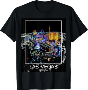 Las Vegas Nevada Welcome to LV Strip Graphic Summer Casual Shortsleeve Cotton T-Shirt